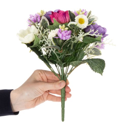 Prodotto Bouquet di fiori artificiali di anemoni, decorazione primaverile, versatile e dal design moderno, 26 cm