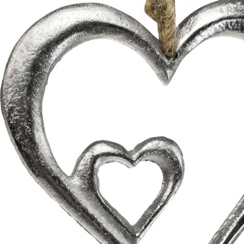 Ciondolo cuore decorativo in metallo argento naturale 10,5x11x0,5cm