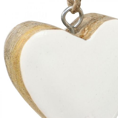 Floristik24 Ciondolo cuori in legno cuori decorativi bianchi Ø5-5,5 cm 12 pezzi