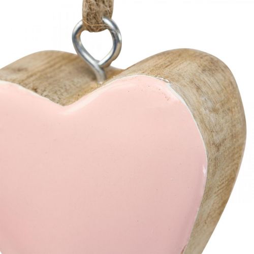 Floristik24 Ciondolo cuori in legno cuori decorativi rosa Ø5-5,5 cm 12 pezzi