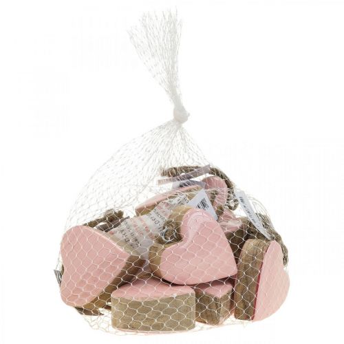 Floristik24 Ciondolo cuori in legno cuori decorativi rosa Ø5-5,5 cm 12 pezzi