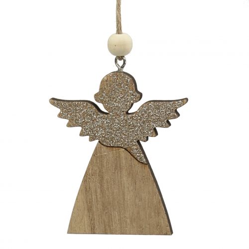 Floristik24 Ciondolo Angelo, abete natura con mica 8cm 6 pezzi