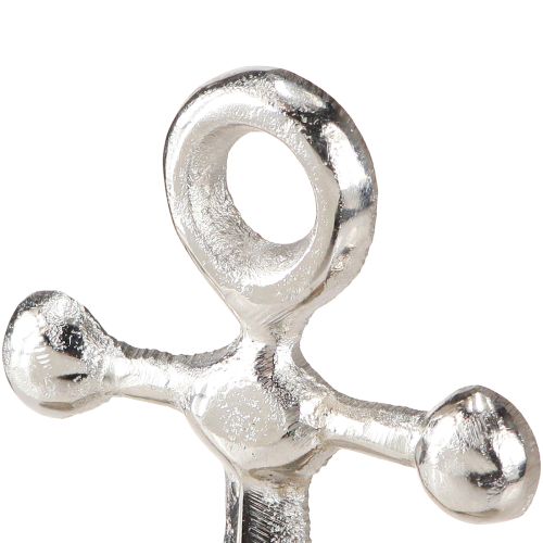 Prodotto Decorazione Ancora in Metallo su Base in Legno Argento Naturale H21cm