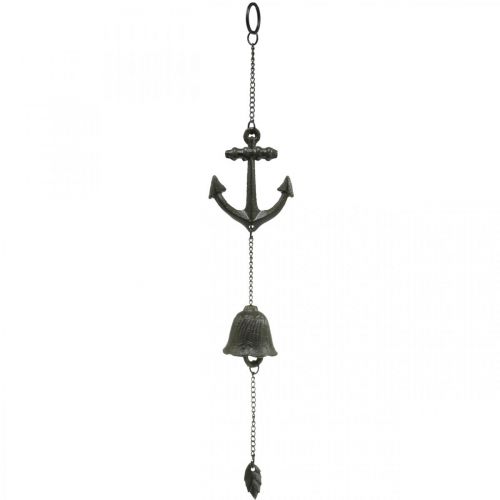 Floristik24 Campana di ancoraggio a gancio, campanello a vento con decorazione marittima, ghisa L47,5 cm