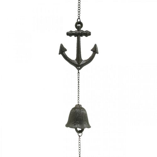 Floristik24 Campana di ancoraggio a gancio, campanello a vento con decorazione marittima, ghisa L47,5 cm
