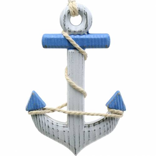 Floristik24 Ancora decorativa in legno rosso/blu, bianco 15×23,5 cm set di 2