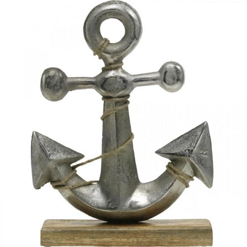 Floristik24 Ancora in metallo, decoro marittimo, decoro nautico marino argento, colori naturali H32cm