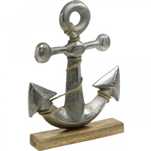Floristik24 Ancora in metallo, decoro marittimo, decoro nautico marino argento, colori naturali H32cm