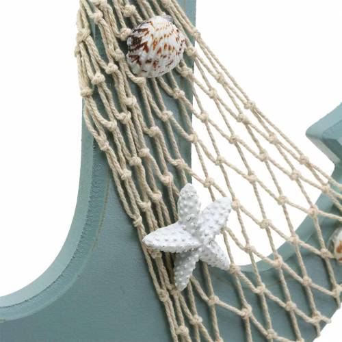 Prodotto Ancora in legno con conchiglie azzurro 28,5×40cm