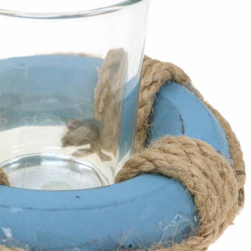 Floristik24 Porta lumino in vetro con salvagente Assortito Ø11cm H7cm Set di 3