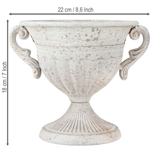 Prodotto Trofeo antico con manici decorazione in metallo vintage grigio bianco H18cm