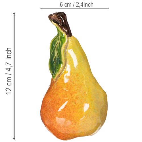 Set di frutta artificiale: mela, pera, oggetto decorativo autunnale, 12 cm, 3 pezzi | Floristik24.it