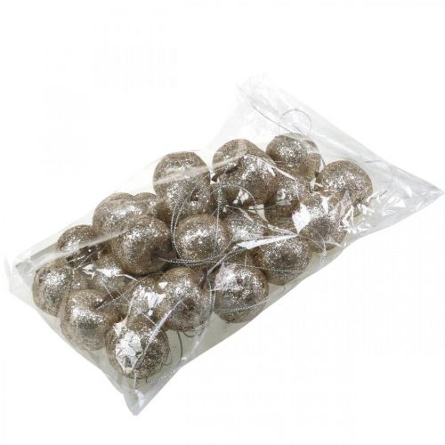 Floristik24 Decorazioni decorative per albero di champagne mini mela glitter Ø3,5 cm 24 pz