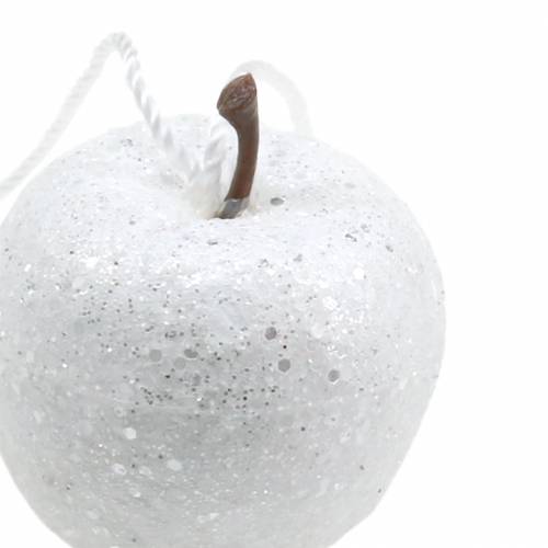 Floristik24 Deco mini mela glitterata bianca Decorazioni per albero di Natale Ø3,5 cm 24 pz