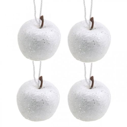 Floristik24 Deco mini mela glitterata bianca Decorazioni per albero di Natale Ø3,5 cm 24 pz