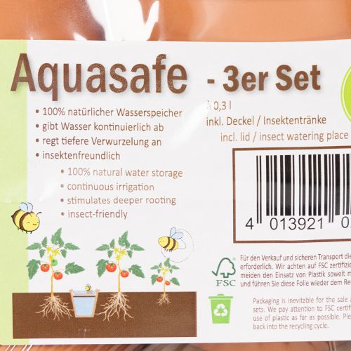 Serbatoio d'acqua Aquasafe con fontanella per insetti, ideale per giardino, balcone e terrazzo, 12 cm, 3 pezzi. | Floristik24.it