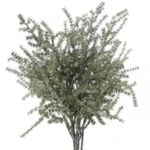 Ramo decorativo di asparagi bianco lavato artificiale 45cm 6p