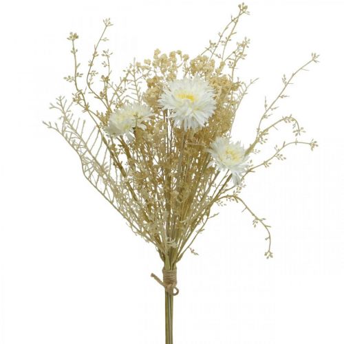 Bouquet di astri artificiali e gipsofila beige, bianco 43 cm