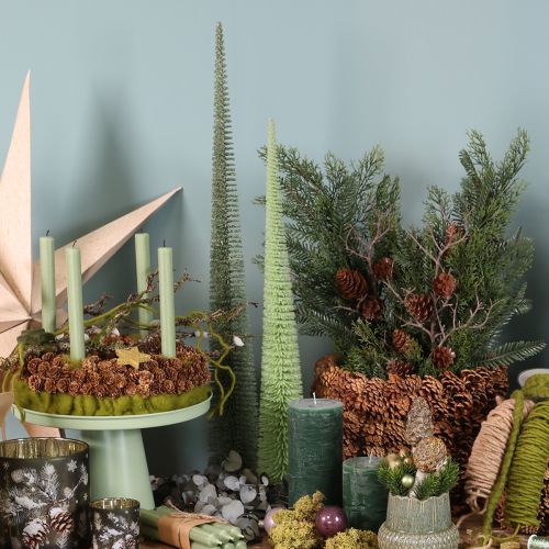 Albero di Natale artificiale con base in legno per decorazioni natalizie, 80 cm | Floristik24.it