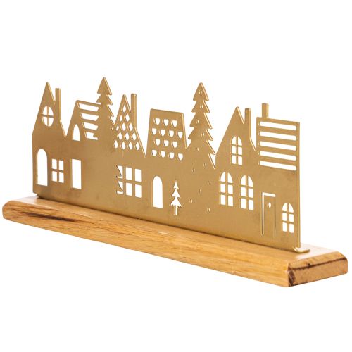 Decorazione a forma di casa per l'Avvento su base in legno, 29 cm.