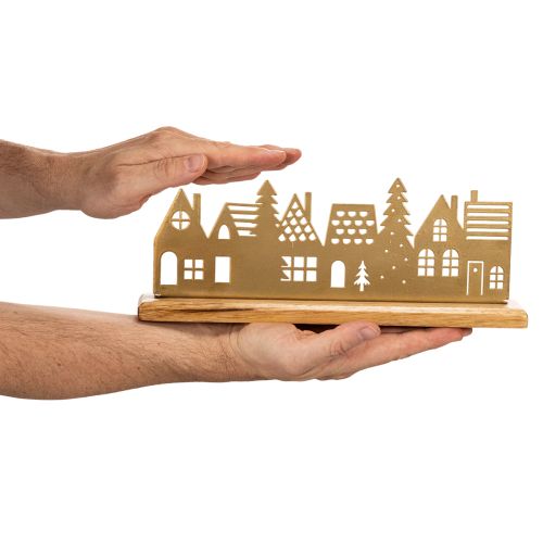 Decorazione a forma di casa per l'Avvento su base in legno, 29 cm. | Floristik24.it