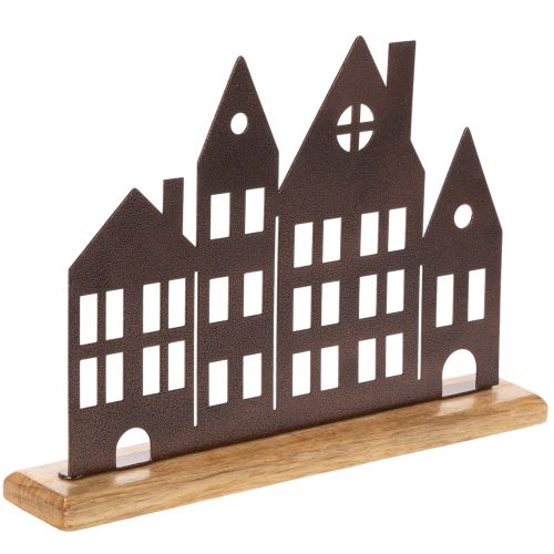 Decorazione per fila di case, in metallo con base in legno, 30 cm acquistare | Floristik24.it
