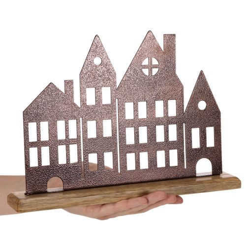 Decorazione per fila di case, in metallo con base in legno, 30 cm | Floristik24.it