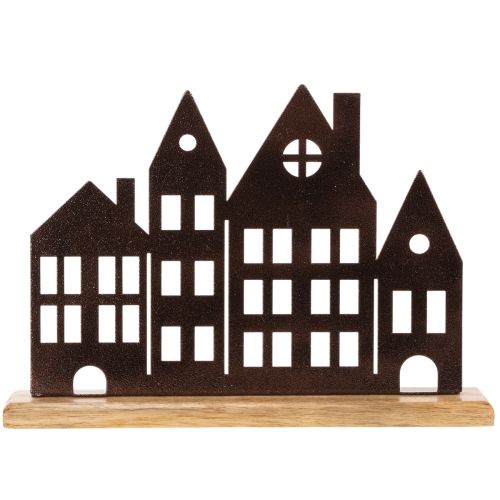 Decorazione per fila di case, in metallo con base in legno, 30 cm | Floristik24.it