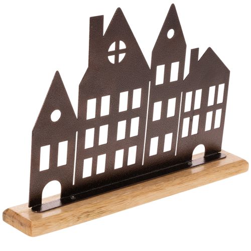 Decorazione per fila di case, in metallo con base in legno, 30 cm | Floristik24.it