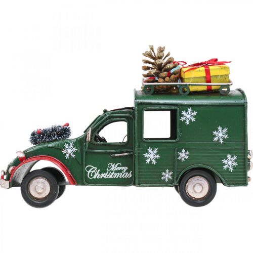 Floristik24 Auto decorazione natalizia Auto natalizia vintage verde L17cm