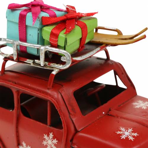 Floristik24 Auto di Natale con pacchi rossa L11cm