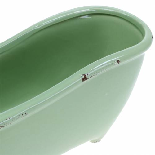 Floristik24 Vasca da bagno decorativa in ceramica grigio, verde assortito 22cm x 10cm H10cm set di 3