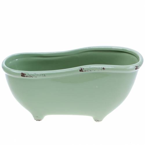 Floristik24 Vasca da bagno decorativa in ceramica grigio, verde assortito 22cm x 10cm H10cm set di 3