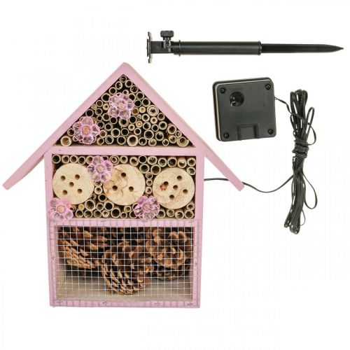 Prodotto Decorazione per balcone hotel per insetti casetta per insetti solare rosa 23x24cm