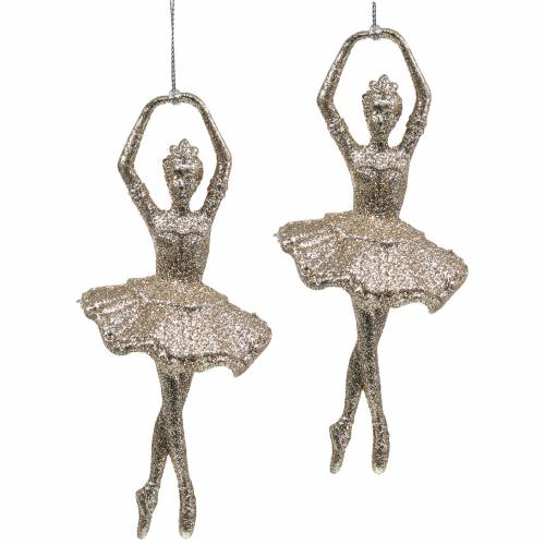 Floristik24 Addobbi per albero di natale ballerina champagne glitter 18cm 6pz