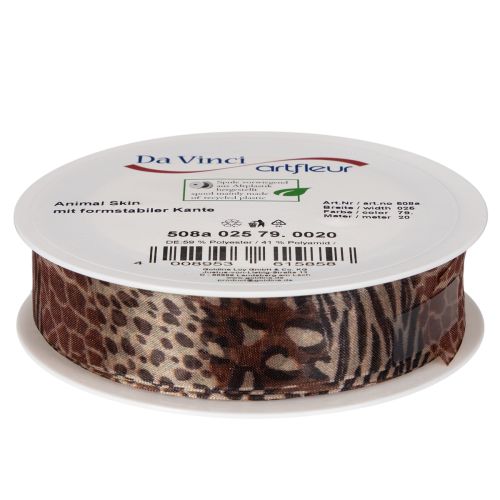 Nastro decorativo, stampa animalier, motivo leopardato, nastro regalo, larghezza 25 mm, lunghezza 20 m | Floristik24.it