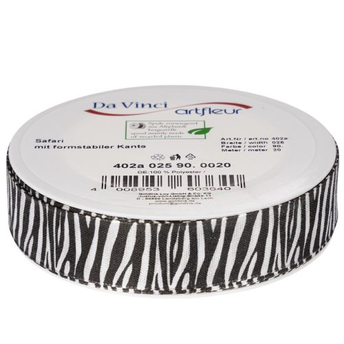 Nastro regalo con stampa zebrata, largo 25 mm, lungo 20 m. | Floristik24.it