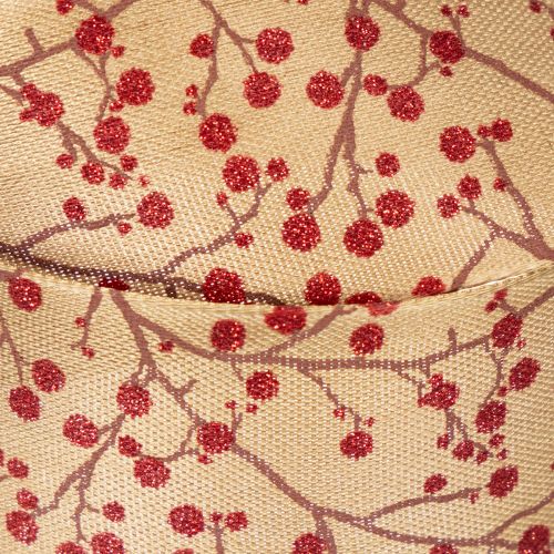 Rami decorativi in nastro con bacche rosse glitterate, 40 mm x 15 m | Floristik24.it