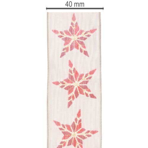Nastro decorativo con stelle rosse, largo 40 mm, lungo 15 m. | Floristik24.it