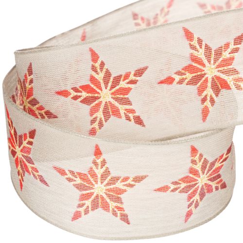 Nastro decorativo con stelle rosse, largo 40 mm, lungo 15 m. | Floristik24.it