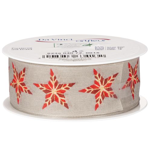 Nastro decorativo con stelle rosse, largo 40 mm, lungo 15 m. | Floristik24.it
