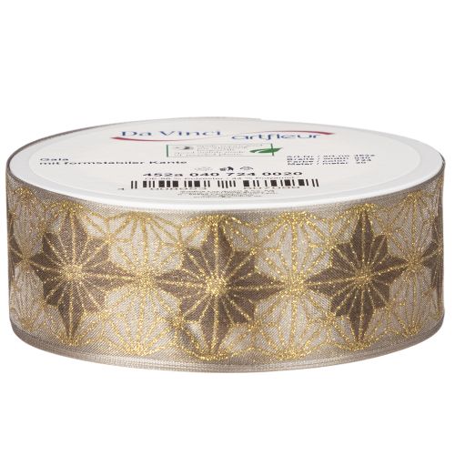 Nastro decorativo con stelle, nastro regalo con bordo dimensionalmente stabile, larghezza 40 mm, lunghezza 20 m | Floristik24.it
