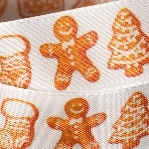 Nastro regalo con decorazioni a forma di omini di pan di zenzero. Nastro festivo per regali di Natale. 25 mm x 18 m. | Floristik24.it