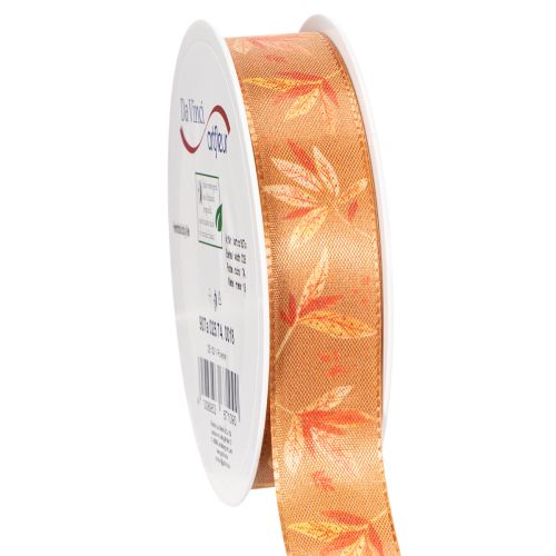 Nastro regalo autunnale con foglie per confezioni creative, 25 mm, 18 m