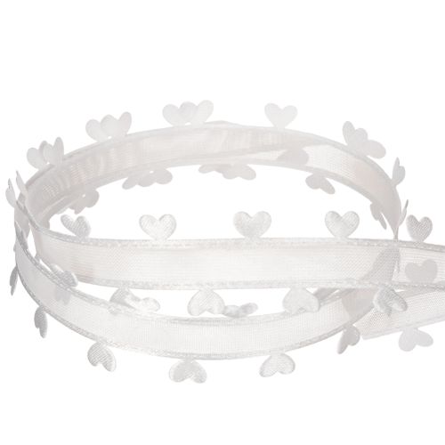 Nastro decorativo bianco con cuoricini per idee creative di bricolage, 20 mm x 15 m | Floristik24.it