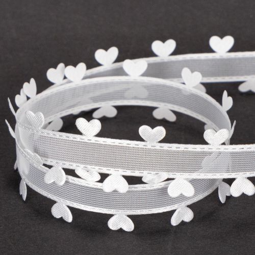 Nastro decorativo bianco con cuoricini per idee creative di bricolage, 20 mm x 15 m | Floristik24.it