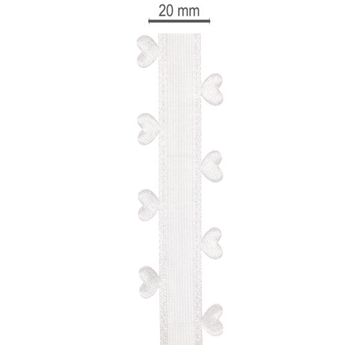 Nastro decorativo bianco con cuoricini per idee creative di bricolage, 20 mm x 15 m | Floristik24.it
