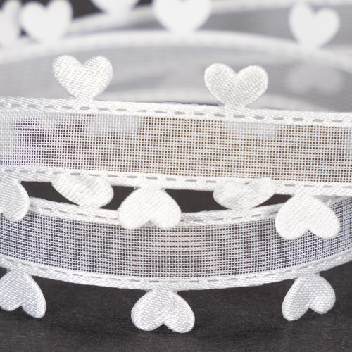 Nastro decorativo bianco con cuoricini per idee creative di bricolage, 20 mm x 15 m | Floristik24.it