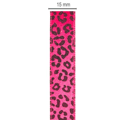 Nastro decorativo con stampa leopardata, rosa, 15 mm x 18 m | Floristik24.it