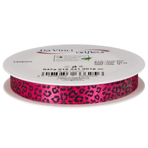 Nastro decorativo con stampa leopardata, rosa, 15 mm x 18 m | Floristik24.it